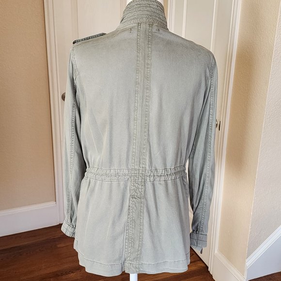 Max Jeans Utility Jacket Military Army Green Super Soft Long Sleeves Size S - Picture 6 of 10